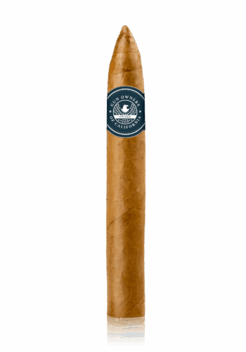 Torpedo Golden: 5 year aged Connecticut Natural Shade wrapper gives this cigar it’s silky smooth flavor with nutty aromas. The Torpedo shape and 50 ring gauge provides an easy draw and cool smoke.